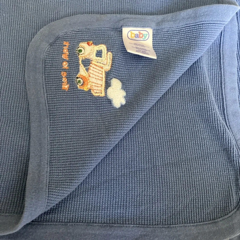 Dump Truck Blue Thermal Waffle Weave Blanket Time To Work Baby Connection 29x29